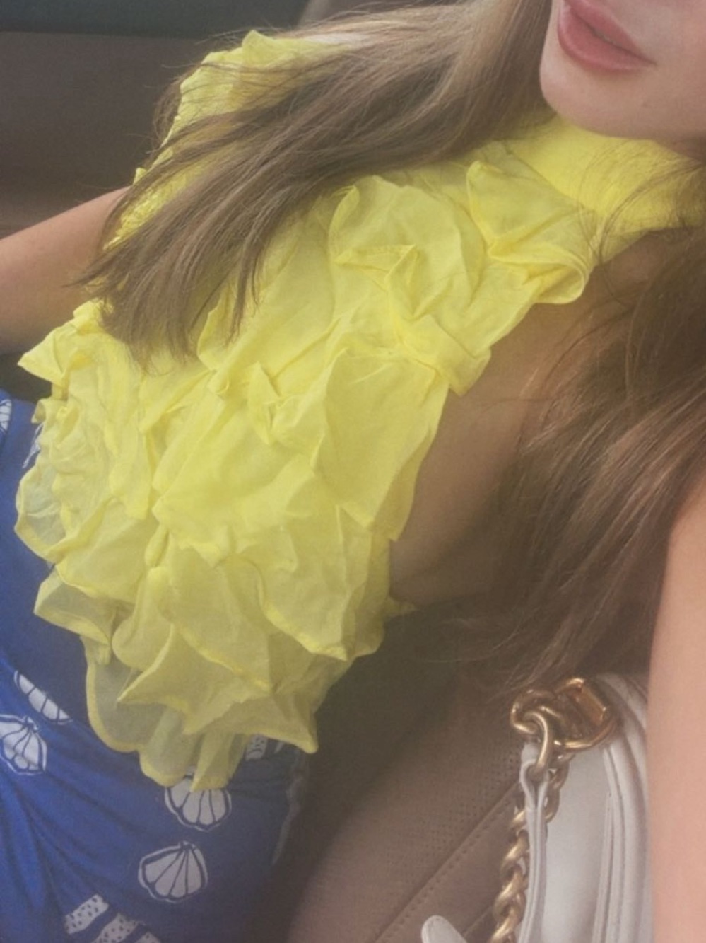 Zara Bright Yellow Tiered Halter Dress